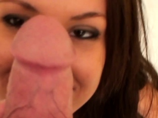 Brand new brunette teen with big tits and a fat ass sucks co