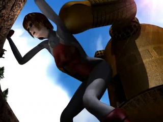 Gorgeous babe gets destroyed by a golem in a fantasy CGI film