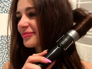 Cute curly brunette solo webcam masturbation