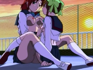 Horny anime lesbian teens skip class to lick pussy