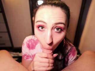 Sexy Webcam Girl Teases and Sucks Cock POV Closeup