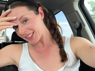 Trying out a cute new vibrator in a busy parking lot!