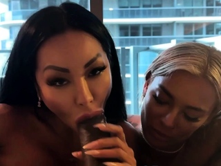 Huge BBC fucks two busty bitches in multiple positions - CJ