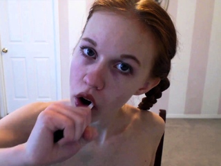 Cute Teen Dolly Little Brushing Her Teeth