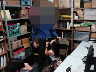 Sexy teen caught by a LP officer in front of stepdad